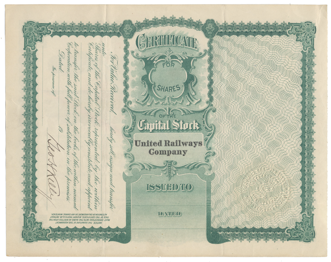 United Railways Company Stock Certificate