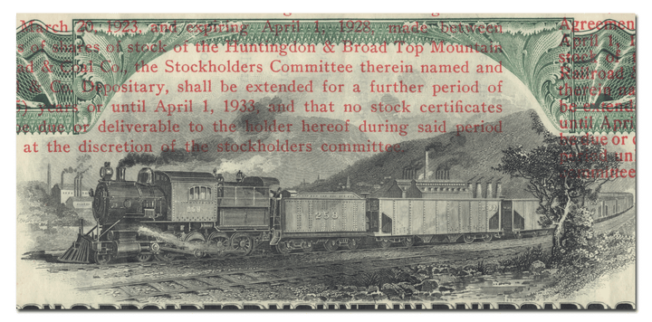 Huntingdon & Broad Top Mountain Railroad & Coal Company Stock Certificate Issued to Charles D. Barney