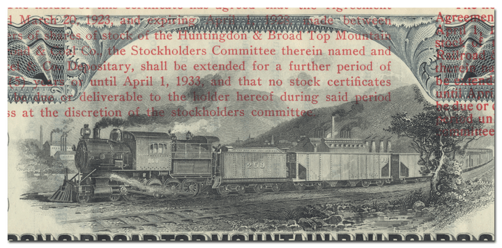 Huntingdon & Broad Top Mountain Railroad & Coal Company Stock Certificate Issued to Charles D. Barney