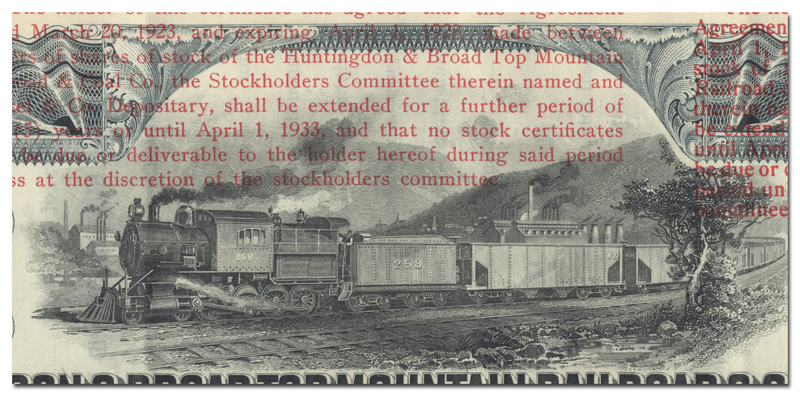 Huntingdon & Broad Top Mountain Railroad & Coal Company Stock Certificate Issued to Charles D. Barney