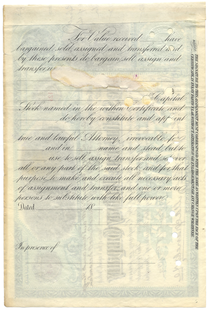 Sterling Iron and Railway Company Stock Certificate