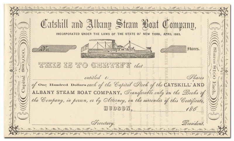 Catskill and Albany Steam Boat Company Stock Certificate