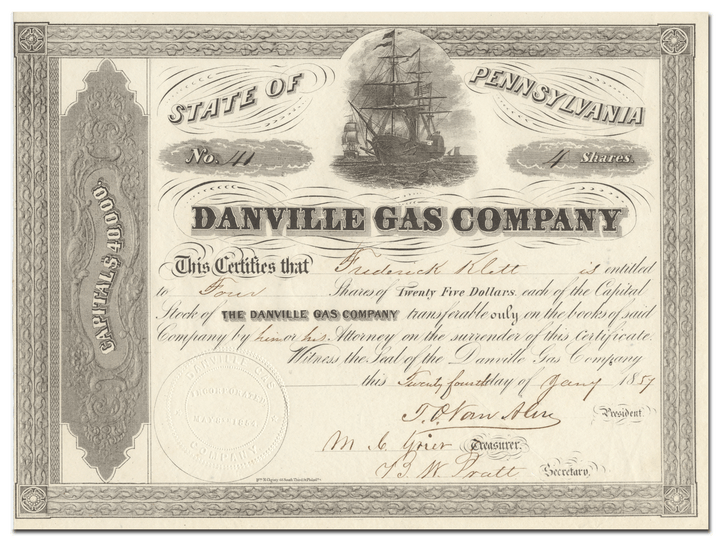 Danville Gas Company Stock Certificate