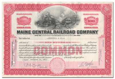 Maine Central Railroad Company Stock Certificate