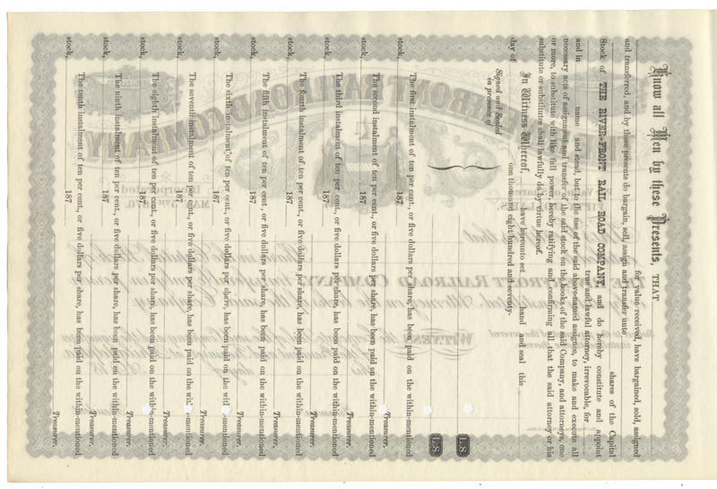 Riverfront Railroad Company Stock Certificate
