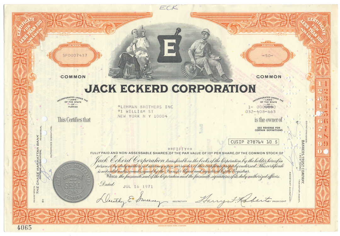 Jack Eckerd Corporation Stock Certificate