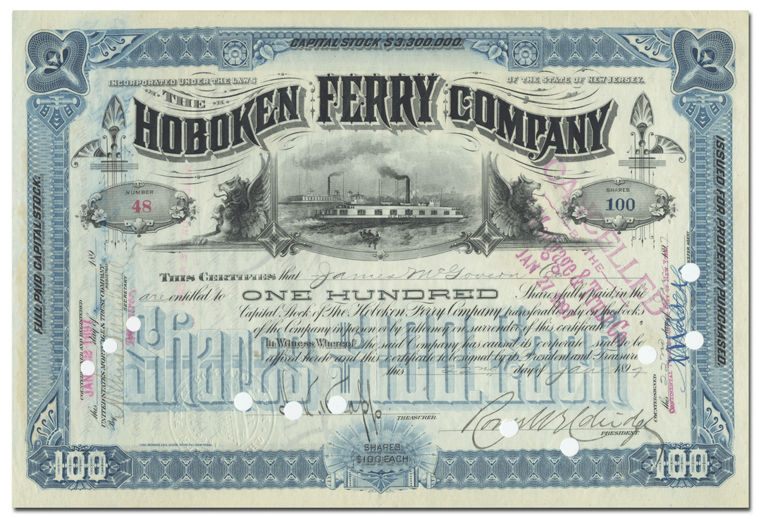 Hoboken Ferry Company Stock Certificate