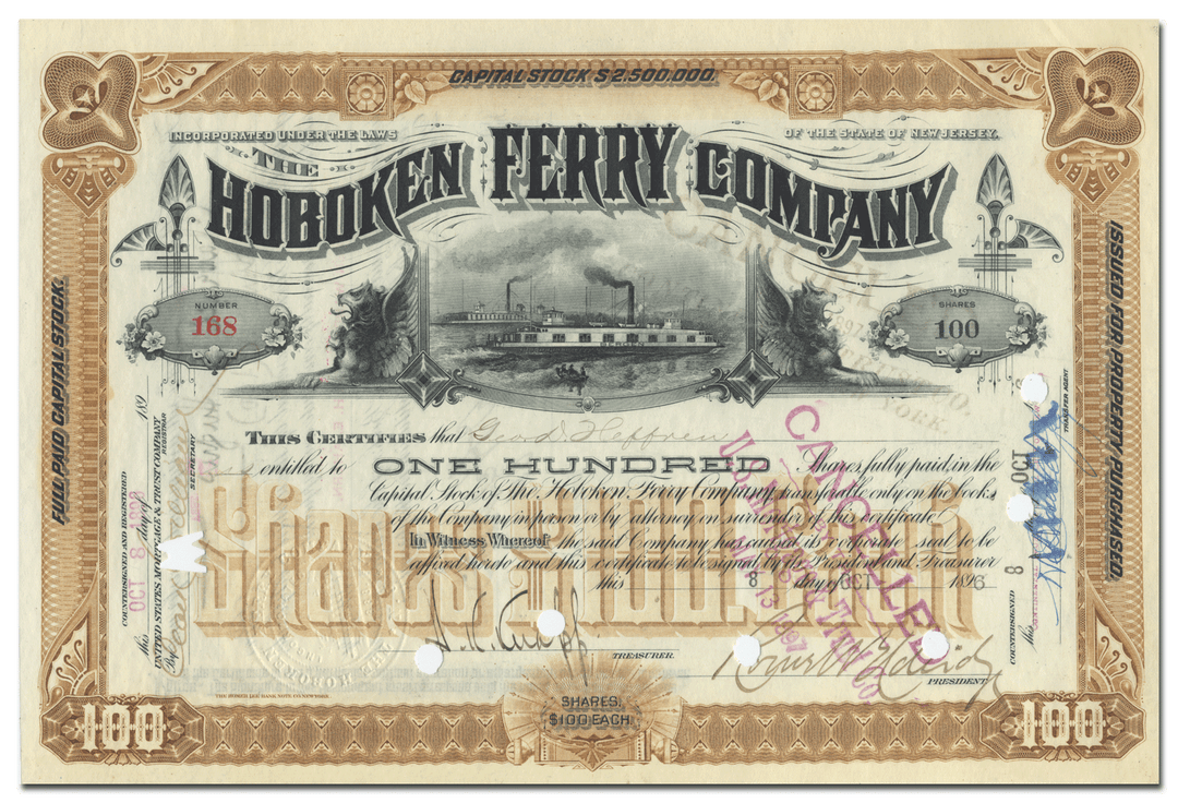 Hoboken Ferry Company Stock Certificate