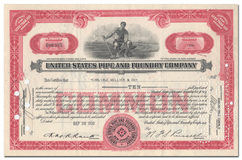 United States Pipe and Foundry Company Stock Certificate