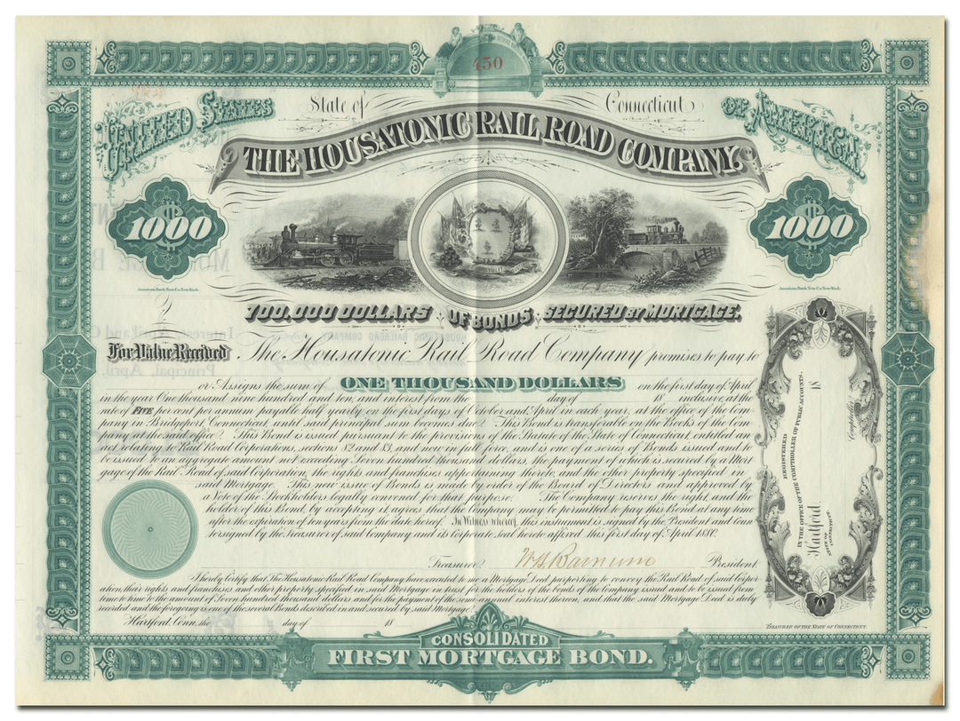 Housatonic Rail Road Company Bond Certificate