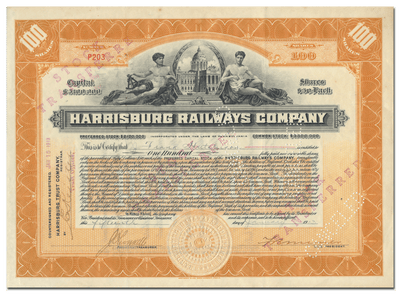 Harrisburg Railways Company Stock Certificate