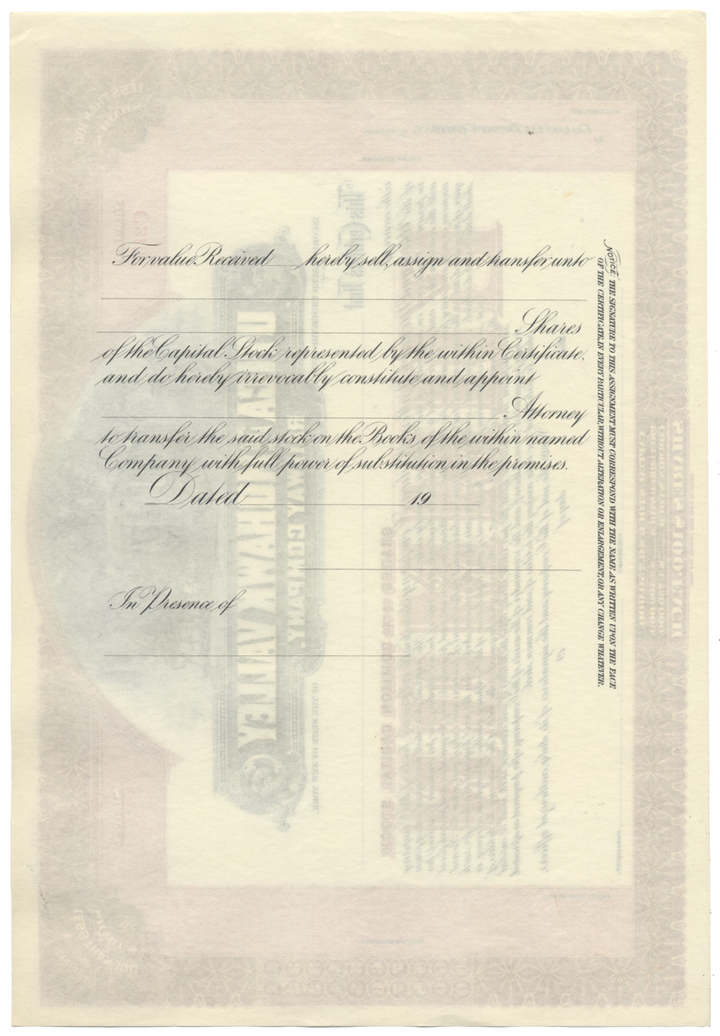 Utica and Mohawk Valley Railway Company Stock Certificate