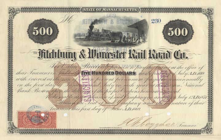 Fitchburg & Worcester Rail Road Company Bond Certificate