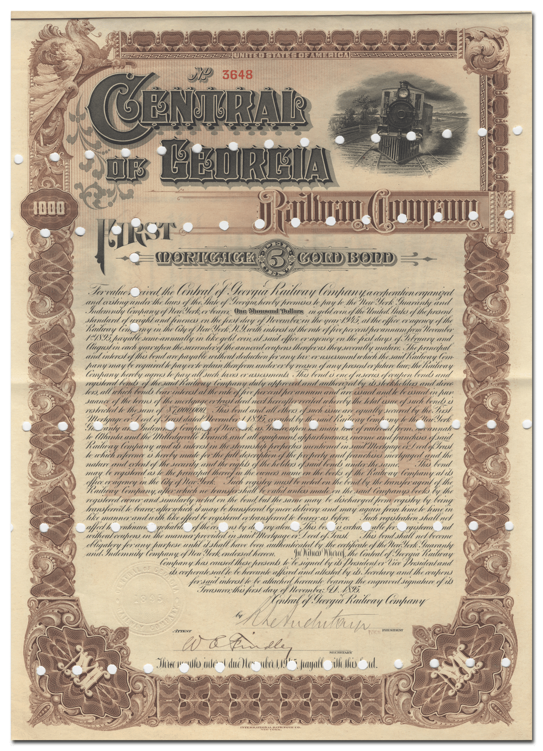 Central of Georgia Railway Company Bond Certificate