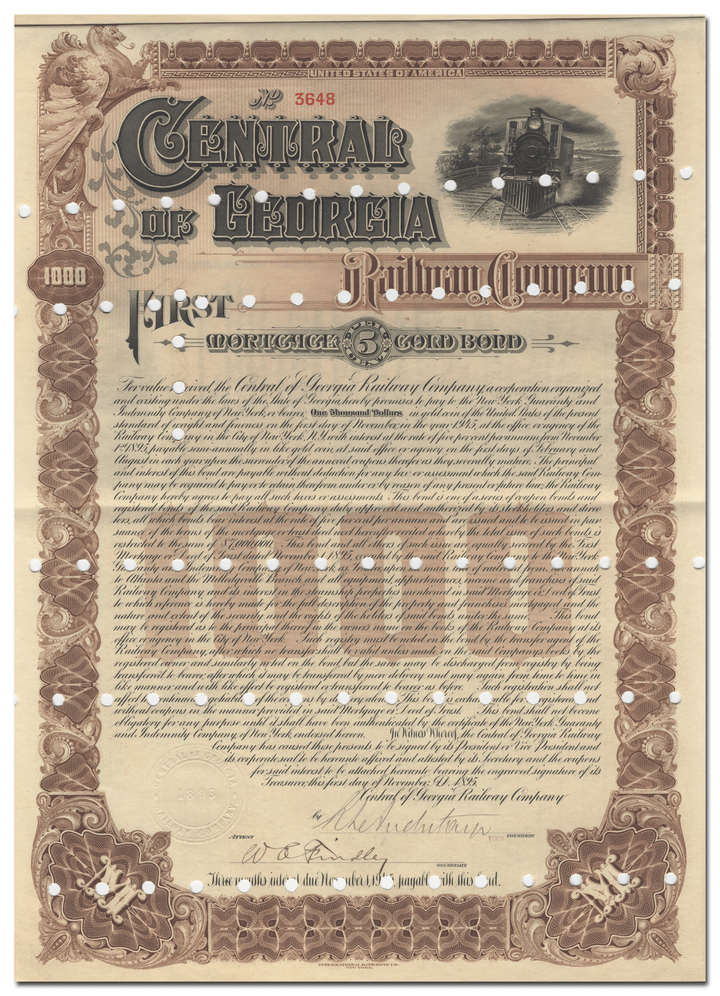 Central of Georgia Railway Company Bond Certificate