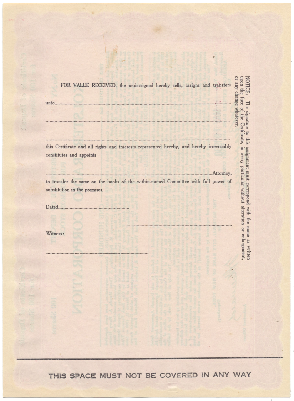 Kolster Radio Corporation Stock Certificate