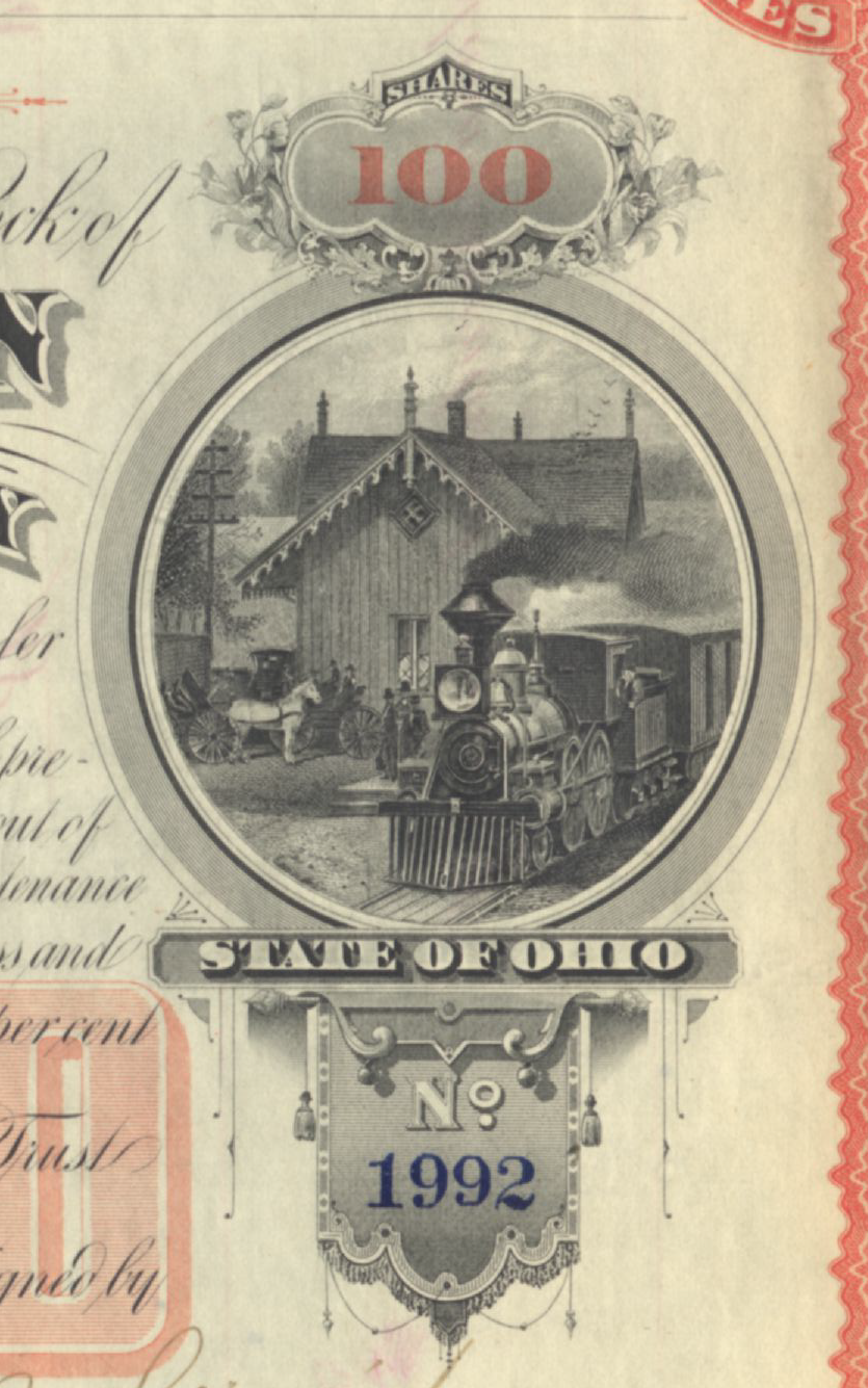 Cincinnati, Washington and Baltimore Railroad Company Stock Certificate Signed by Orland Smith