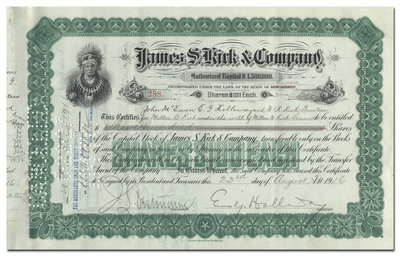 James S. Kirk & Company Stock Certificate