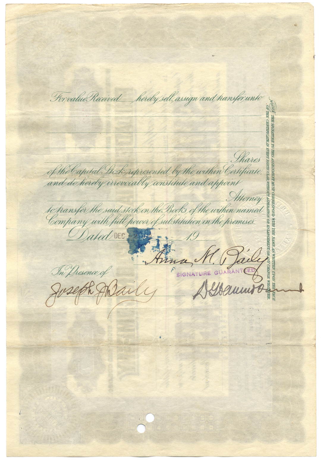 Philadelphia Traction Company Stock Certificate