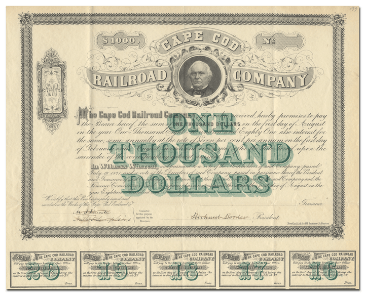 Cape Cod Railroad Company Bond Certificate