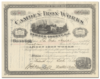 Camden Iron Works Stock Certificate