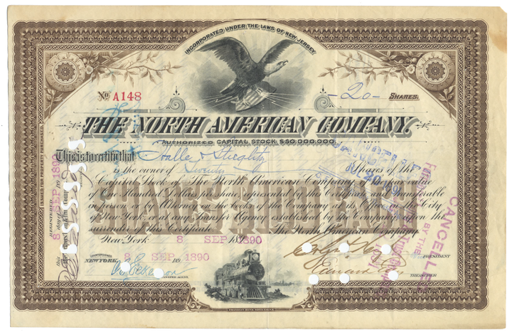 North American Company Stock Certificate