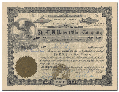 L. B. Patent Shoe Company Stock Certificate