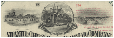 Atlantic City & Shore Railroad Company Stock Certificate