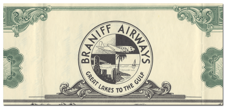 Braniff Airways, Incorporated Stock Certificate