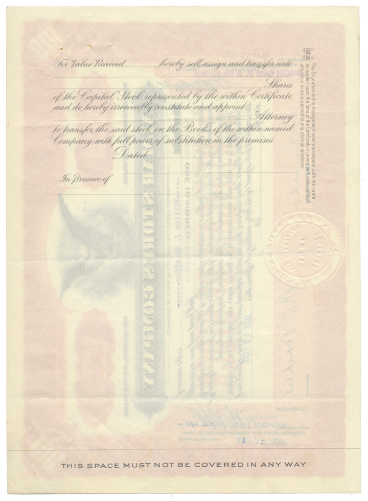 Almar Stores Company Stock Certificate