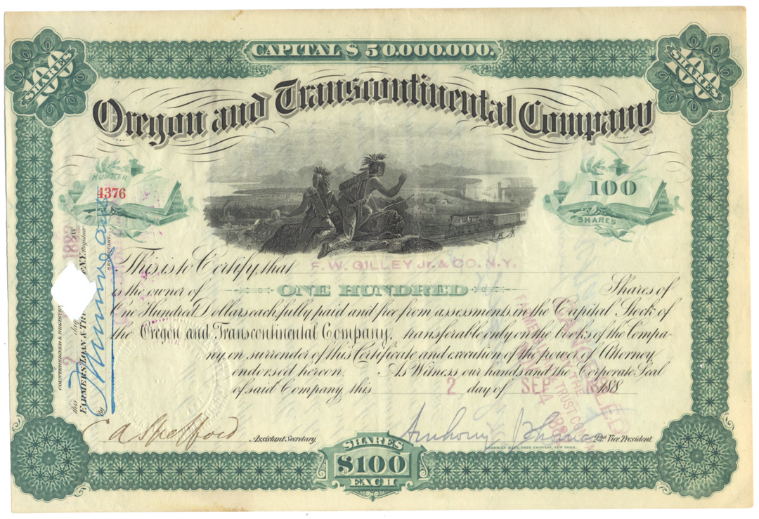 Oregon and Transcontinental Company Stock Certificate