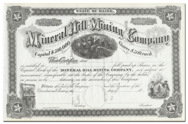 Mineral Hill Mining Company Stock Certificate