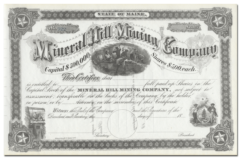 Mineral Hill Mining Company Stock Certificate