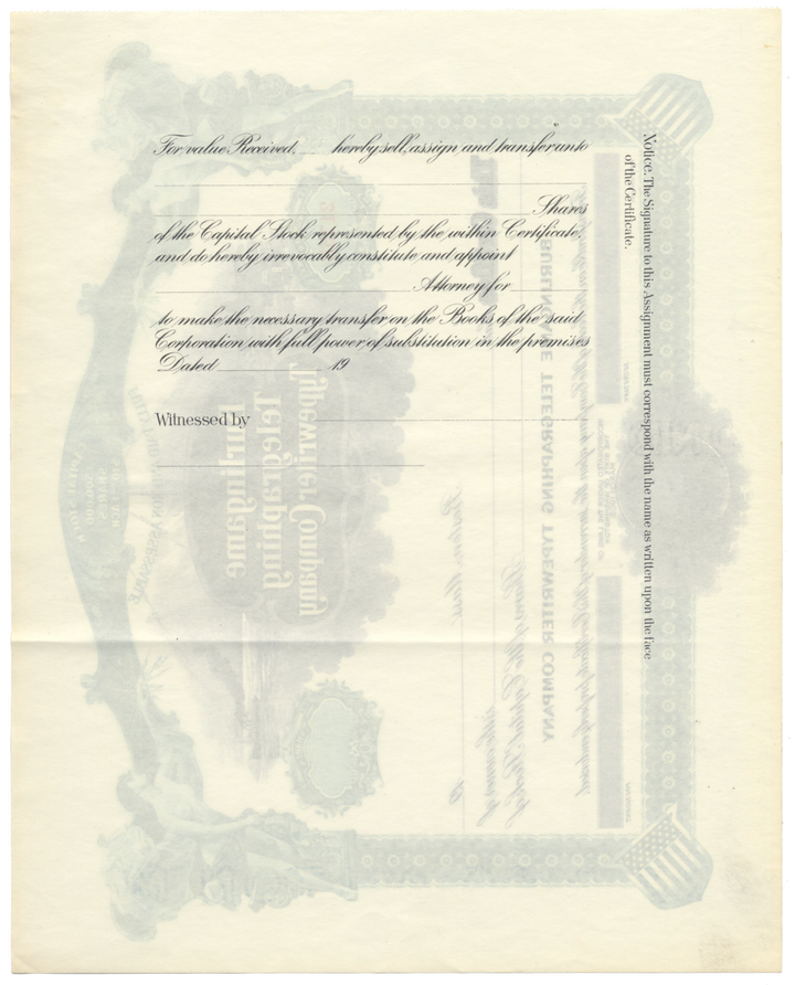 Burlingame Telegraphing Typewriter Company Stock Certificate