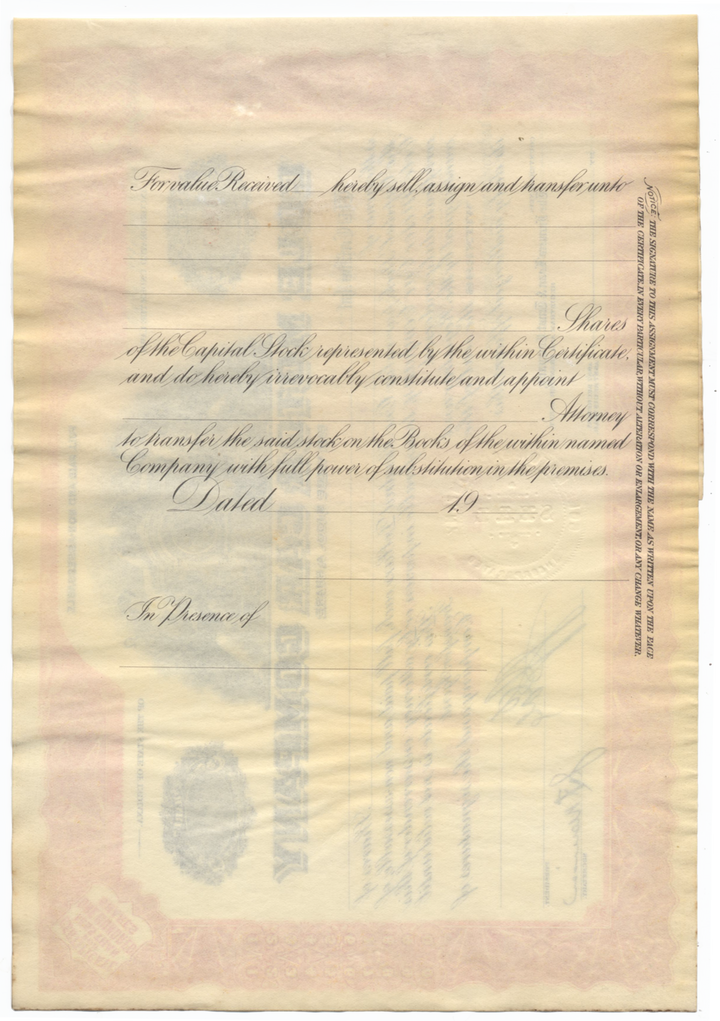 Cole Motor Car Company Stock Certificate