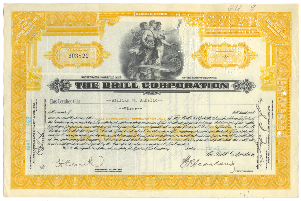Brill Corporation Stock Certificate