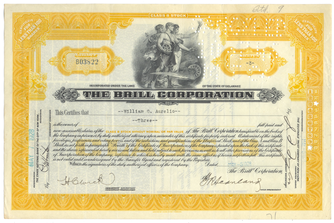 Brill Corporation Stock Certificate