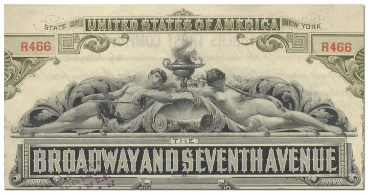 Broadway and Seventh Avennue Railroad Company Bond Certificate