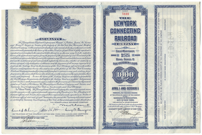 New York Connecting Railroad Company Bond Certificate