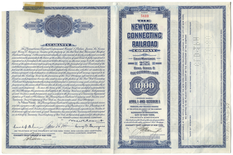 New York Connecting Railroad Company Bond Certificate