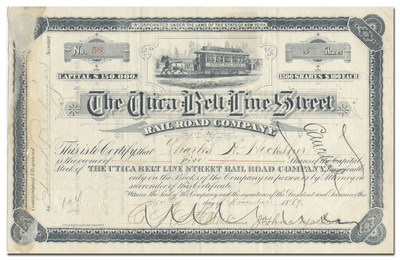 Utica Belt Line Rail Road Company Stock Certificate