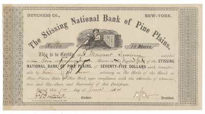 Stissing National Bank of Pine Plains Stock Certificate