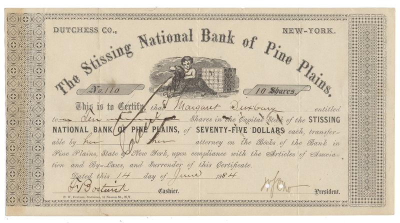 Stissing National Bank of Pine Plains Stock Certificate