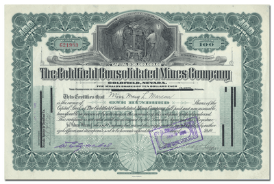 Goldfield Consolidated Mines Company Stock Certificate