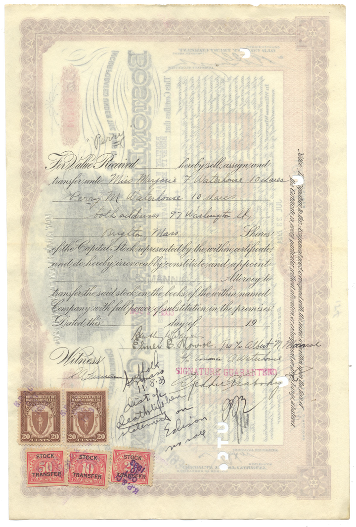 Boston Elevated Railway Company Stock Certificate