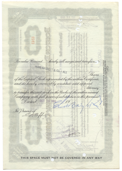 Boston Elevated Railway Company Stock Certificate