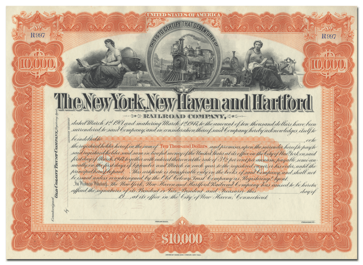 New York, New Haven and Hartford Railroad Company Bond Certificate