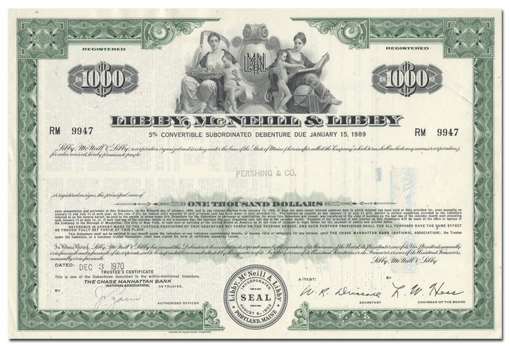 Libby, McNeill & Libby Bond Certificate