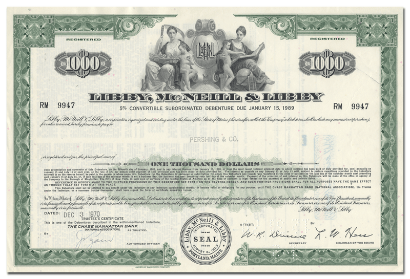 Libby, McNeill & Libby Bond Certificate