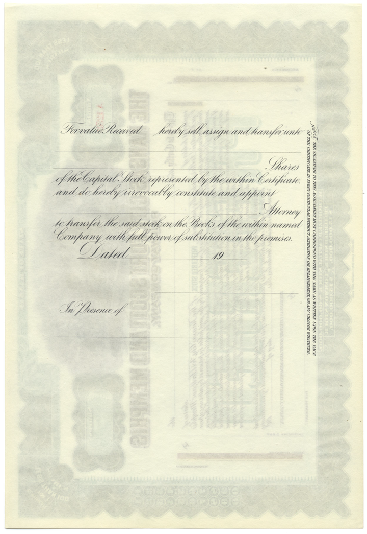 Kansas City, Fort Scott and Memphis Railway Company Stock Certificate